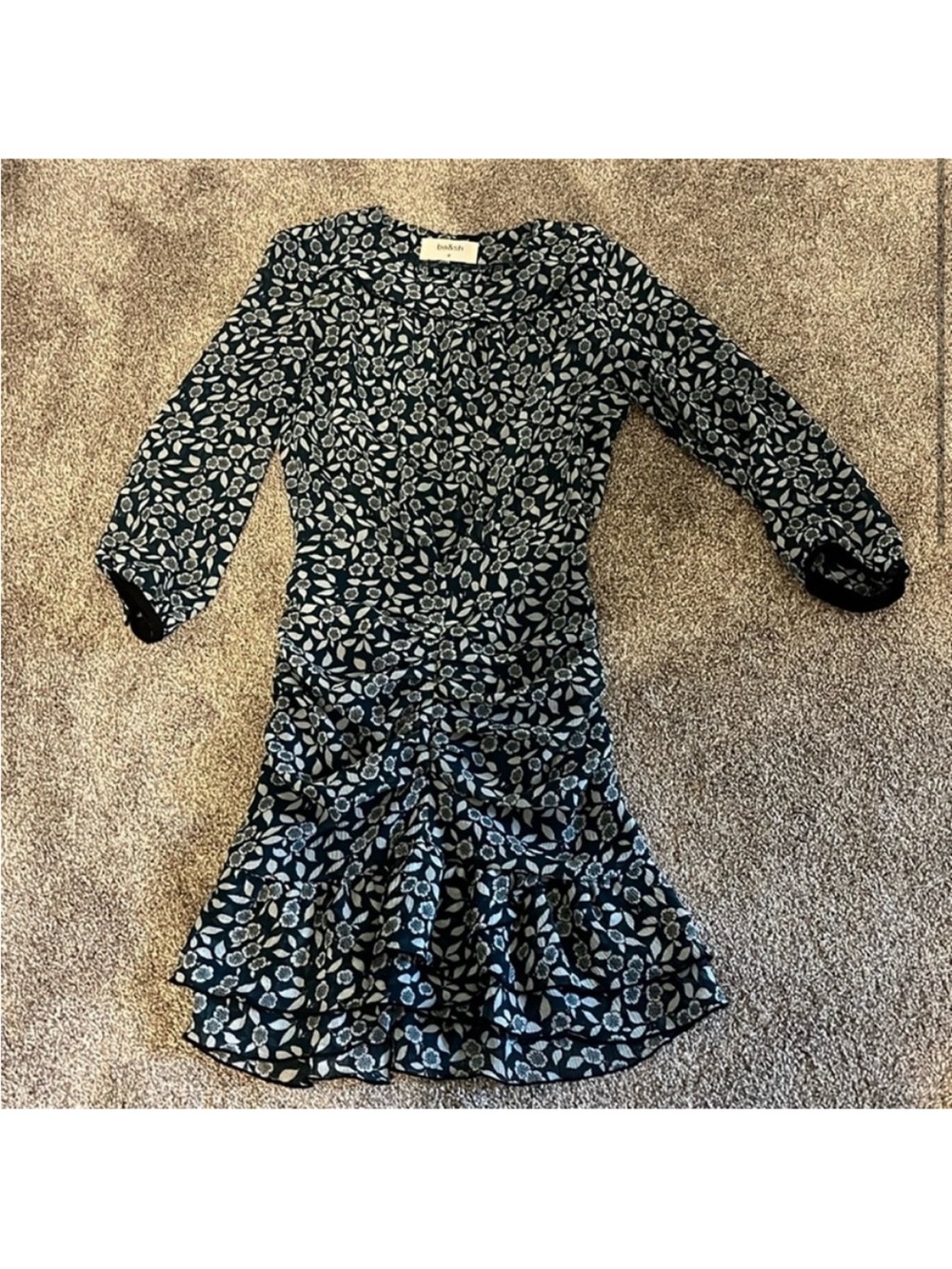 ba&sh Blue Floral Ruffle Mini Dress - Picture 2 of 5